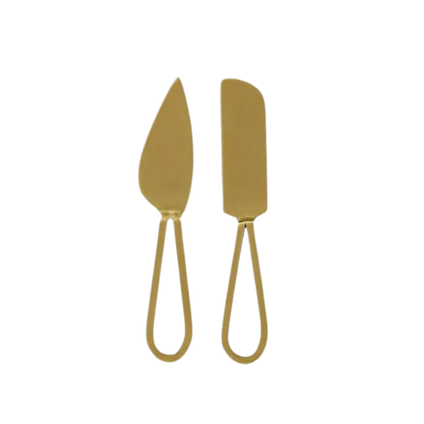 Brushed gold small Cheese Knife and Spreader, Greenify Co.