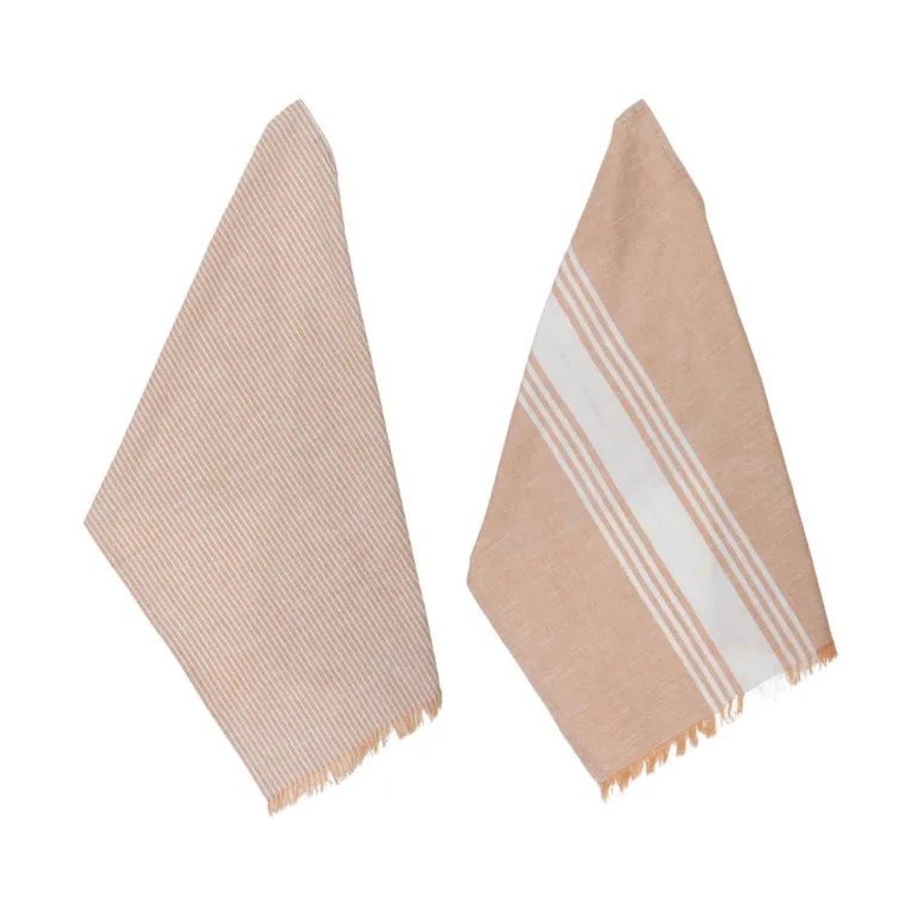 two Striped Terracotta and white coloured tea towels. Greenify Co Perth