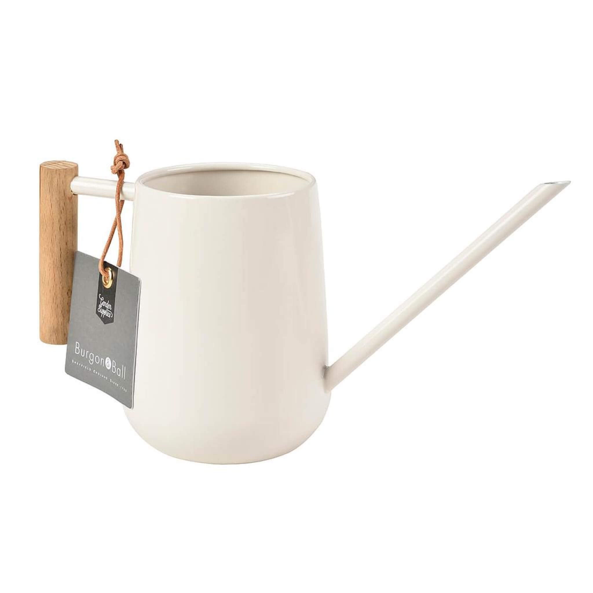 Burgon and Ball White with Wood Handle Watering Can, Greenify Co.