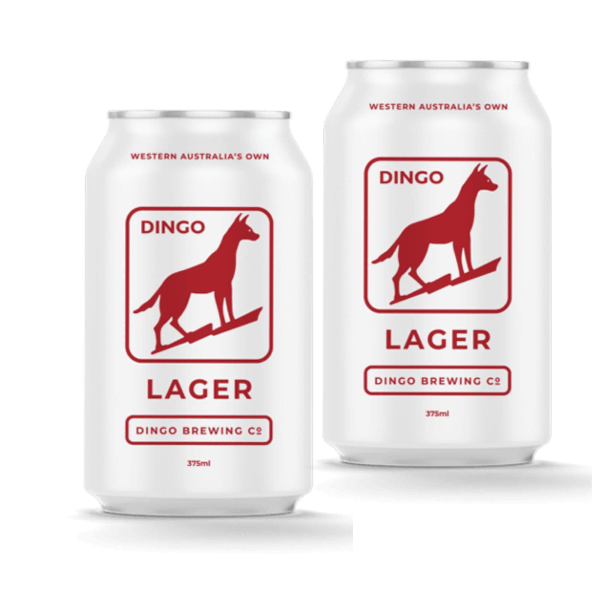 Dingo Lager 2 x red and white beer cans