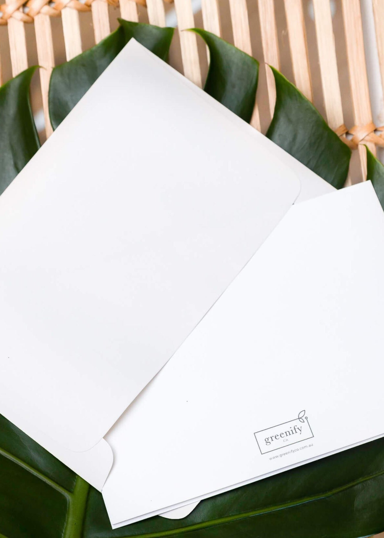 Greenify Co. Cream Postcard and envelope