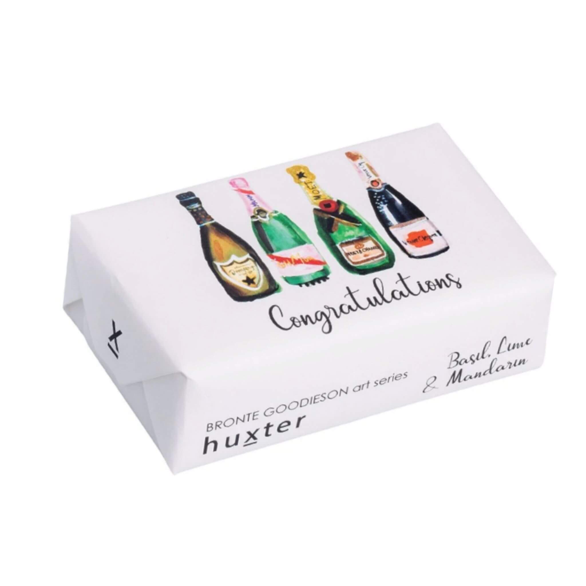 Huxter Wrapped Soap Bar with Congratulations and Champagne Bottles