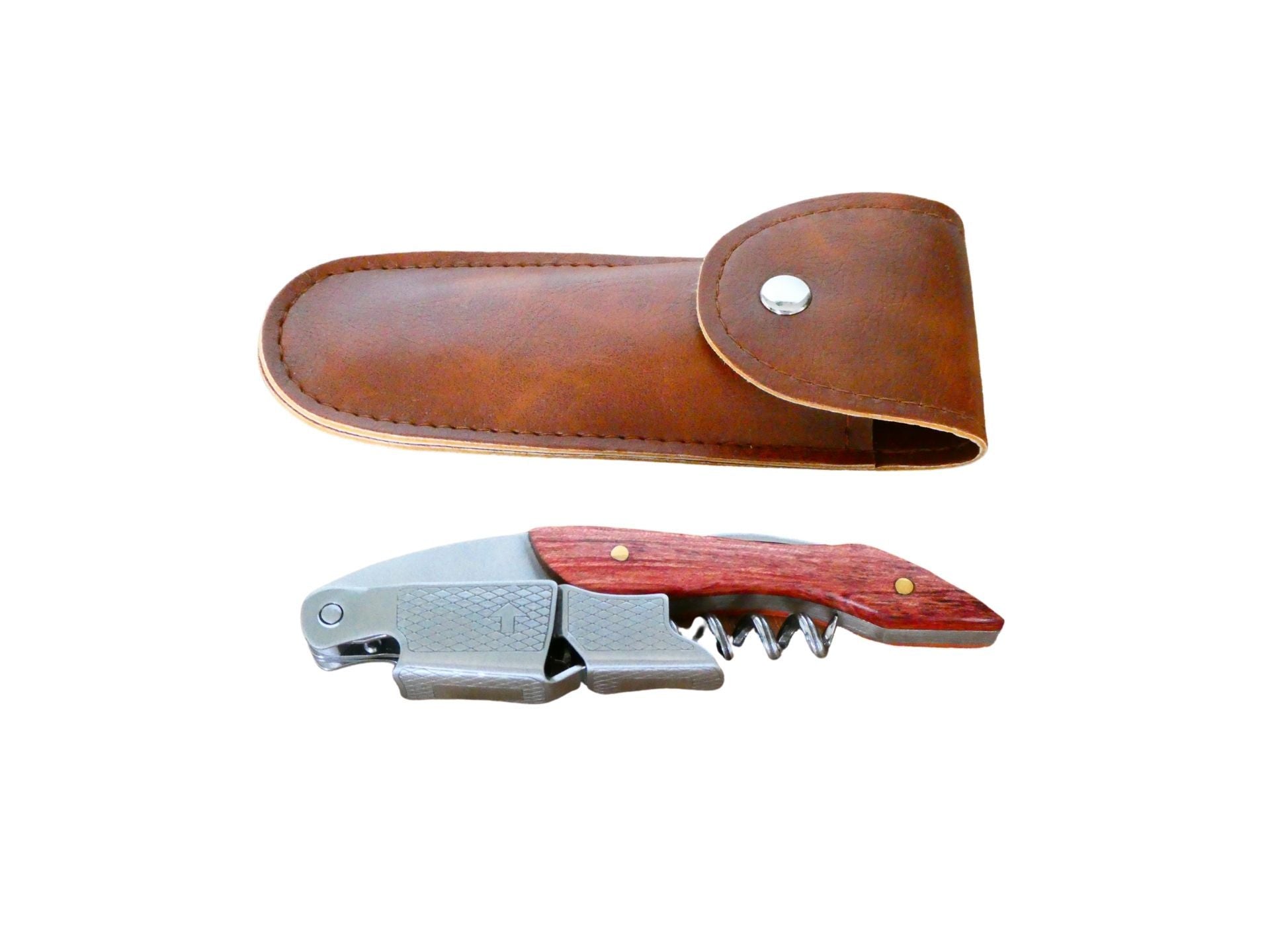 Stainless and wood waiter friend with pouch, Greenify Co