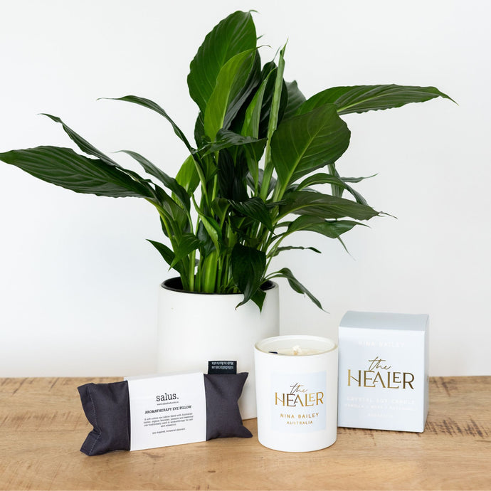 Healer Hamper, Peace LIly, Candle and Eye Pillow, Greenify Co Perth